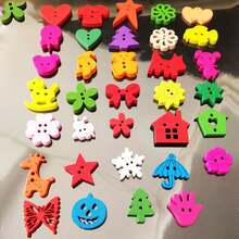 50入組童裝diy用卡通蝴蝶形木製鈕扣,多色木製鈕扣,適用於大衣、防風外套、夾克 - 彩色 - 查看 3