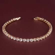 1pc Slim Diamond-Decor Women's Bracelet, Suitable For Everyday Casual Wear For Students - Gold - View 1