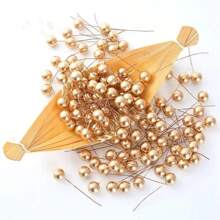 100pcs/Pack Red Foam Berry Beads Diy Handmade Wreath Material For Christmas Decoration - Gold - View 1
