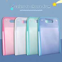 A4 Portable Vertical 13-Compartment Expanding File Folder With Thickened Pp And Semi-Transparent Design, For Student Exams And Data Storage - Blue - View 6