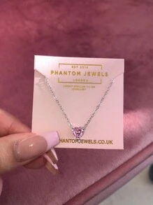 2023 新款時尚心形銀色項鍊女裝派對禮品首飾批量銷售 X6227 - 粉色 - 查看 1