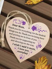 1 件送给妈妈的礼物，我每天爱你妈妈木制心形装饰标牌，木制吊坠牌匾标牌温馨礼物，适用于家居装饰、家居装饰、房间装饰、墙壁装饰 - 彩色 - 查看 4