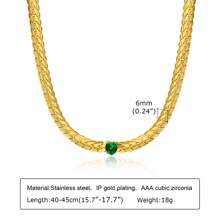 1入18k鍍金不銹鋼綠色立方鋯鑲嵌心形項鍊,適用於女性的日常裝扮和禮物 - 綠松石色 - 查看 8