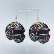 1對復古木製機車足球頭盔服裝及裝備球隊男女耳環飾品 - 彩色 - 查看 21