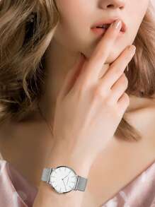 HANNAH MARTIN 1pc Women's Quartz Watch With Stainless Steel Band, Waterproof And Fashionable, Equipped With Japanese Movement, Suitable For Casual, Party, Travel Occasions As A Gift For Students Returning To School