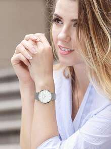 HANNAH MARTIN 1pc Women's Quartz Watch With Stainless Steel Band, Waterproof And Fashionable, Equipped With Japanese Movement, Suitable For Casual, Party, Travel Occasions As A Gift For Students Returning To School