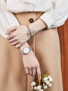 HANNAH MARTIN 1pc Women's Quartz Watch With Stainless Steel Band, Waterproof And Fashionable, Equipped With Japanese Movement, Suitable For Casual, Party, Travel Occasions As A Gift For Students Returning To School