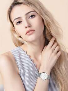 HANNAH MARTIN 1pc Women's Quartz Watch With Stainless Steel Band, Waterproof And Fashionable, Equipped With Japanese Movement, Suitable For Casual, Party, Travel Occasions As A Gift For Students Returning To School