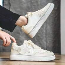 時尚校園男士五角星運動鞋，男士休閒運動鞋 - 米色 - 查看 8