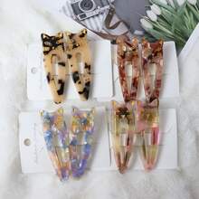 2pcs/Set Japanese-Style Acetic Acid Hair Clips For Women, Cute Cat & Water Drop & Alligator Shaped Hairpins, Suitable For Clipping Bangs And Fine Hair - Mauve Purple - View 5