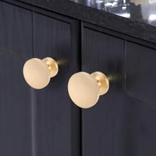 10Pcs Brass Gold Knobs, Round Brushed Brass Cabinet Knobs Drawer Pulls Handles For Home, 1.2 Inch Diameter - Gold - View 9