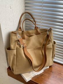 Fashionable Large Capacity Women's Tote Bag, Shoulder Bag, Crossbody Bag, Hand Carry Bag, Multi-Pocket With Laptop Compartment - Ginger - View 3