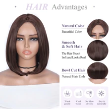 中分短髮波波頭直褐色假髮12英寸合成化學纖維漂白konts耐熱假髮適合黑白兩種膚色的女性參加日常派對角色扮演假髮頂級優質絲滑y2k可愛洛麗塔哈尼族 - 亞麻棕 - 查看 4