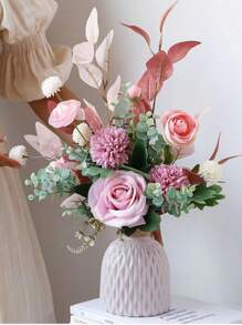 One Piece Set Of Simulated Spring Letter Bouquets, Nordic Dining Table, Floral Design, Mori Style Living Room, Bedroom, Kitchen Decoration, Artificial Artificial Flowers, Nordic Holding Flower Bouquets, Holding Chrysanthemums In Spring - Autumn Pink Bouquet - View 2