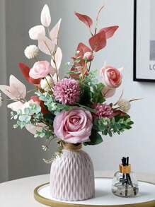 One Piece Set Of Simulated Spring Letter Bouquets, Nordic Dining Table, Floral Design, Mori Style Living Room, Bedroom, Kitchen Decoration, Artificial Artificial Flowers, Nordic Holding Flower Bouquets, Holding Chrysanthemums In Spring - Autumn Pink Bouquet - View 1