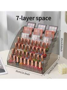 2入組多層壓克力指甲油展示架,適用於口紅、化妝品和美容商店 - 灰色2裝 - 查看 10