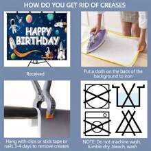 1面快樂生日宇航員主題聚酯纖維矩形掛旗牆掛掛毯,用於兒童生日派對裝飾（不帶掛夾）