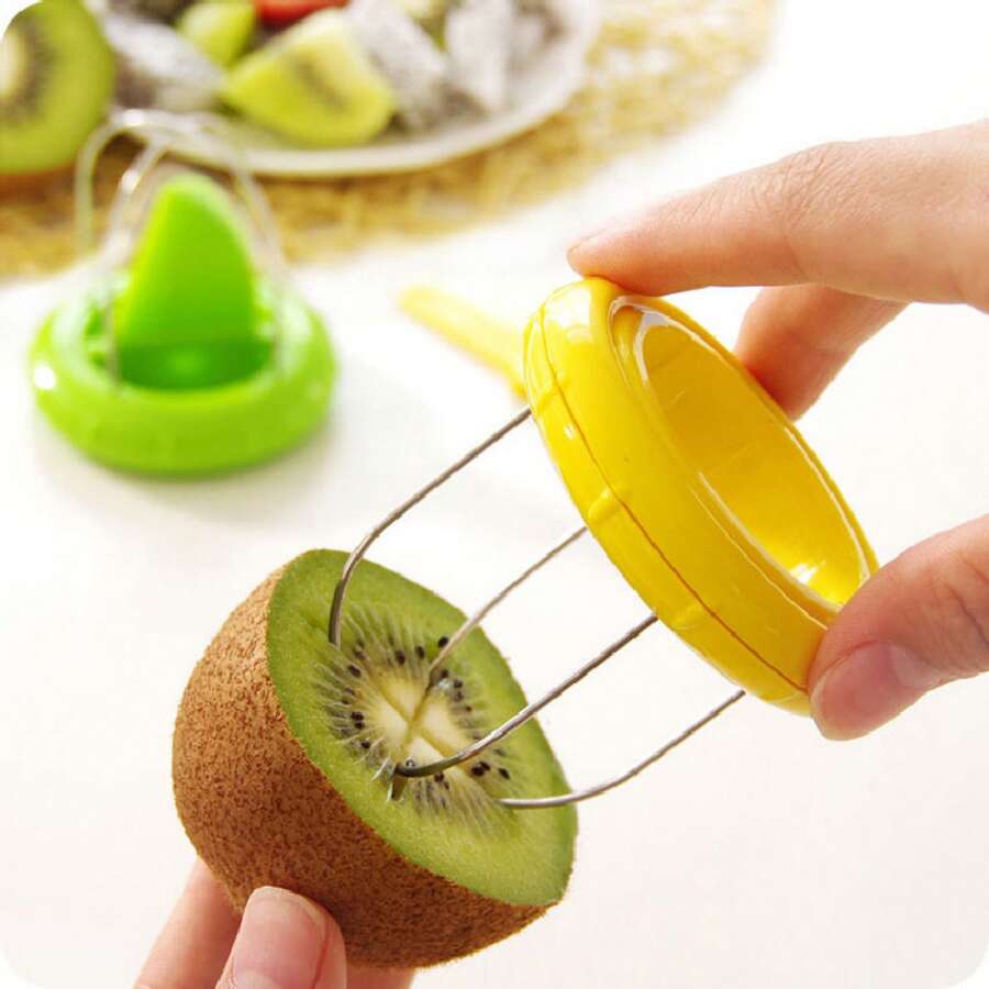 1pc Creative Kiwi Fruit Peeler & Slicer, Multifunctional Fruit Cutter & Corer - Yellow - View 1
