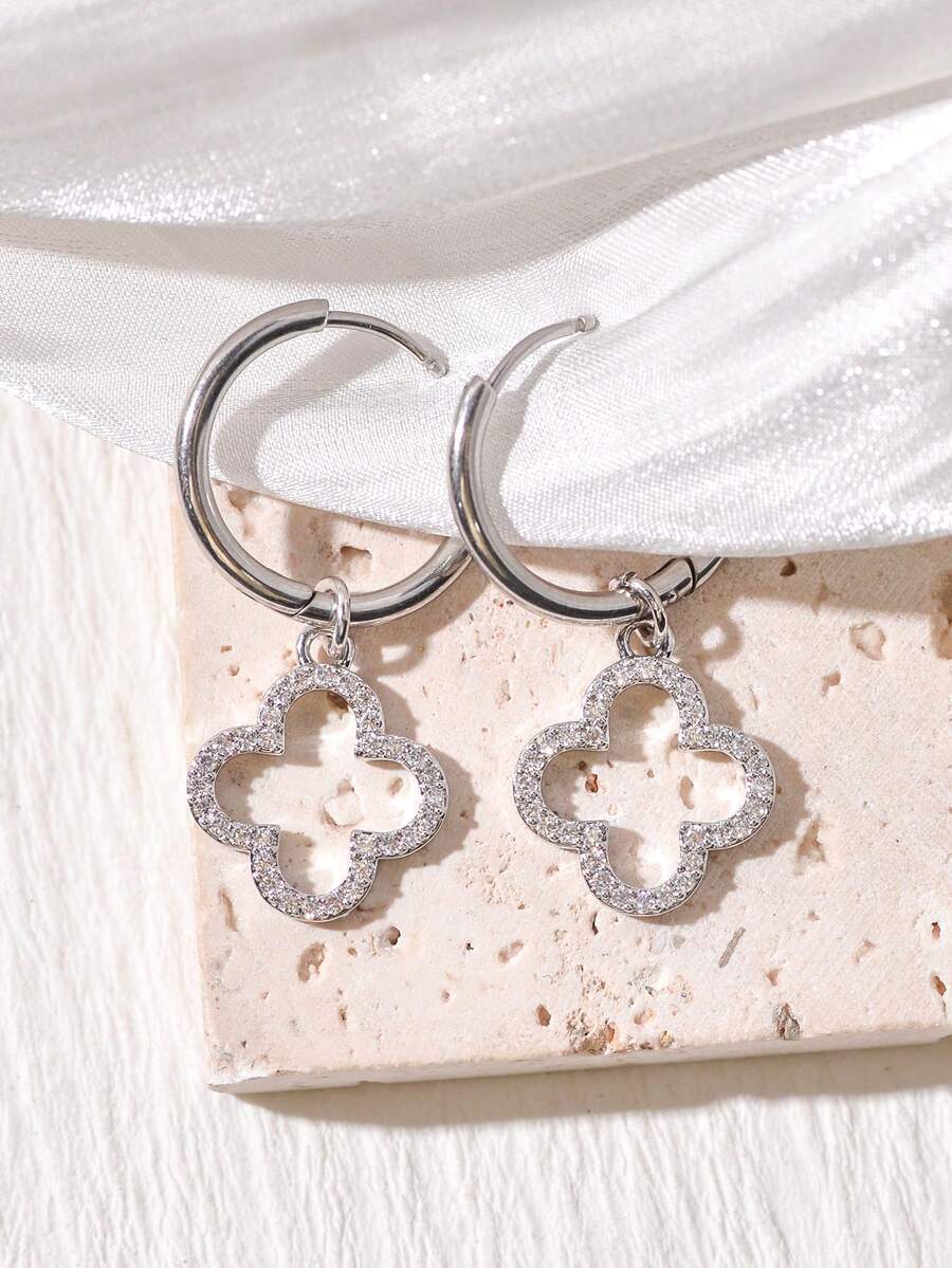 1pair Lucky Clover Zinc Alloy Earrings For Women, Festival Gift, Outgoing & Commuting - Lucky Clover - View 1