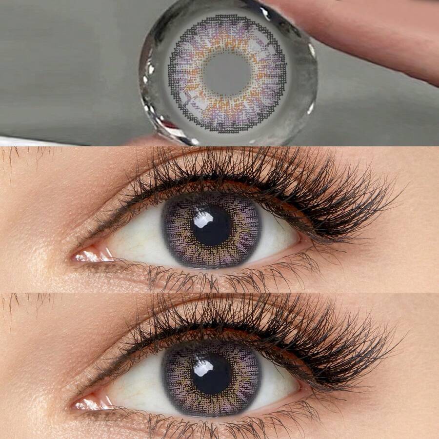 1 Pair Of Purple Amethyst Colored Cosmetic Contact Lenses, 14mm, Year-Round Suitable - Dusty Purple - View 1