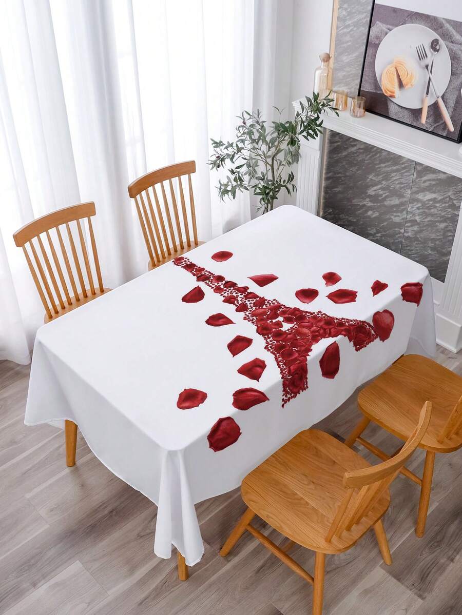 1入組情人節玫瑰&心形&酒杯印花桌布 - 多顏色 - 查看 1