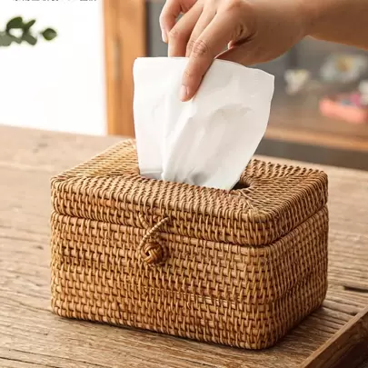 1 件 7.5 英寸简约风格扣藤纸巾盒，天然黄色秋藤手工编织餐巾和纸巾收纳盒，家居用品，桌子，家居装饰，家居整理和收纳，房间装饰卧室，厨房配件，厨房工具，收纳盒厨房，旅行，节日，餐巾架，节日家庭聚会，适用于家庭厨房卧室客厅餐厅，家居装饰配件，装饰盒，女士婚礼礼物，夏季旅行节日必备品
