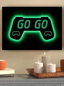 1pc Wooden Frame Painting, Wall Canvas Painting,Gaming Art Poster,Print Painting,Canvas Wall Art,Home Decor,Canvas Poster Pictures,Hd Digital Printing,Modern Living Room Wall Art,Bedroom,Classroom,Office,Gamer'S Gift,For Game Lover'S Room Decor - Green - View 3