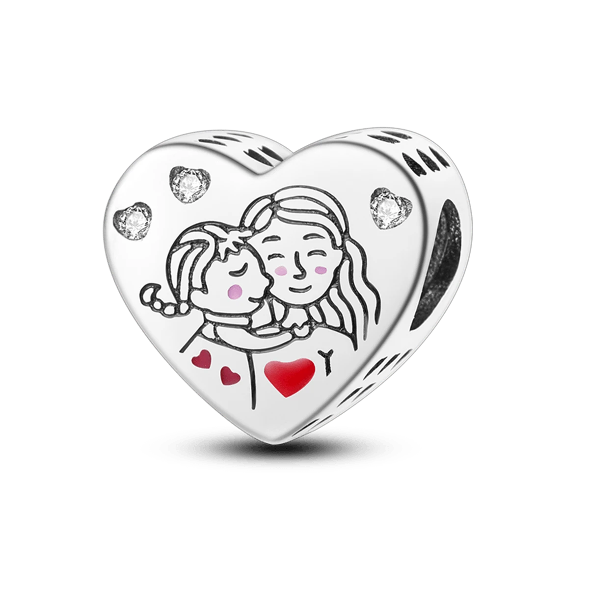 1條精美925銀戀母母子情題材串珠項鍊,配有彩色cz吊墜,適用於製作珠寶,是理想的生日禮物 - 杏色 - 查看 1