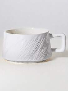 1pc 250ml Ceramic White Coffee Cup - White - View 4