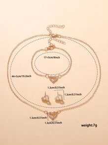 5pcs/Set Fashionable & Simple Women'S Watch And Heart Shaped Jewelry Set - White - View 5