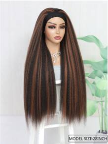 1頂28吋頭帶女士捲髮假髮,黑色頭帶牙齒的直立假髮,適用於時尚女士日常派對使用 - 間色 - 查看 4