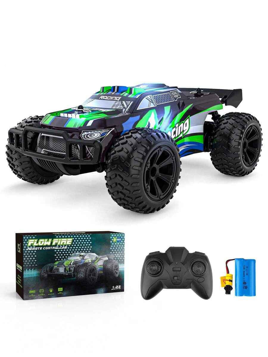 Ferngesteuertes Auto, All Terrain, Spielzeug, Kinder, schnell, ferngesteuertes Auto, Rennstrecke, wiederaufladbar, RC Crawler Cars, ferngesteuerte Spiele, Outdoor, Innen, Mädchen, 3 – 12 Jahre - Grün - Übersicht 1