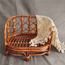 婴儿藤椅新生儿摄影道具大号手工长凳床篮容器男孩女孩姿势婴儿拍摄工作室配件婴儿洗澡复活节礼物适合女孩/男孩的东西 - 棕色 - 查看 7