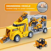 兒童運輸車玩具,卡車運輸車玩具套裝附有3輛玩具車（隨機款式）,非常適合3-6歲兒童的聖誕生日禮物 - 黃色 - 查看 3