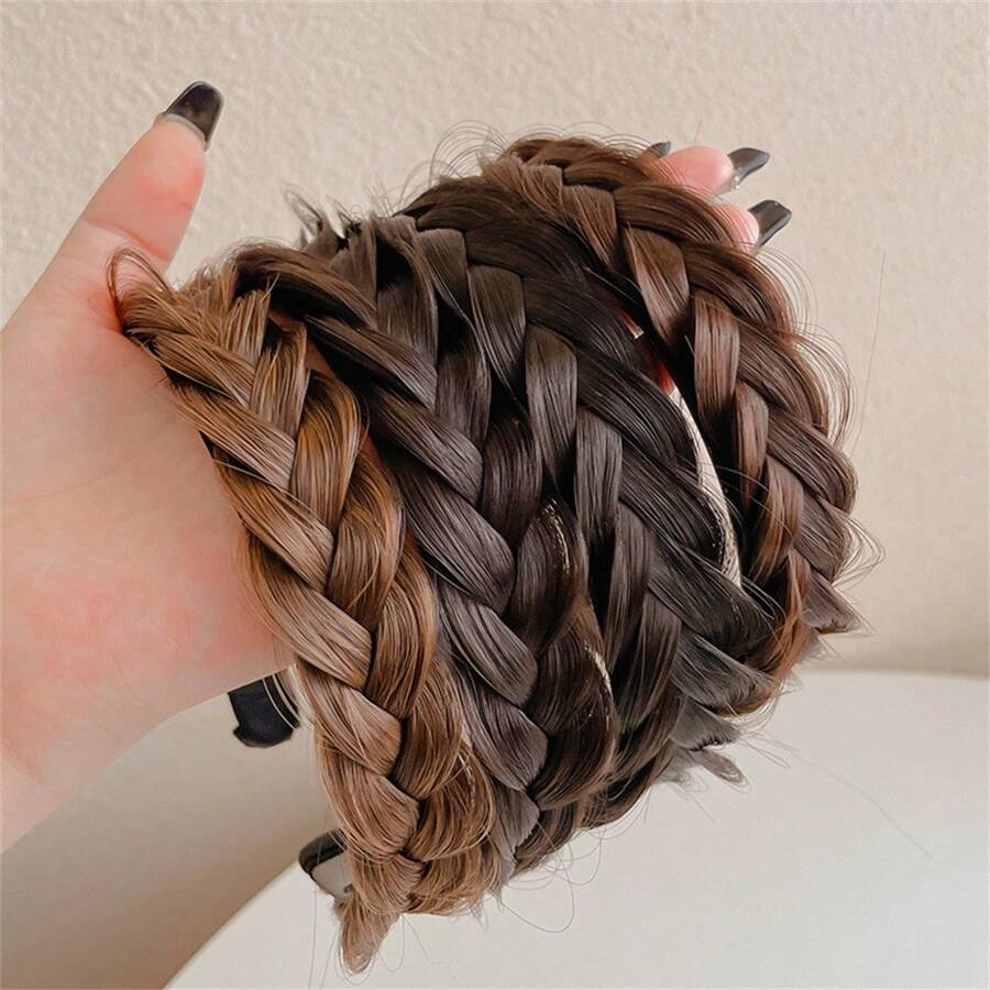 1pc Faux Braided Headband, Fish Bone AntiSlip Hair Hoop Hair Clip