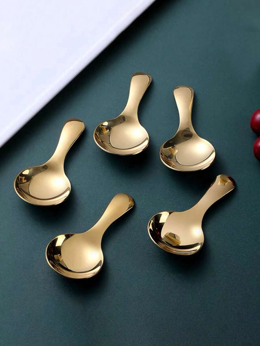 5pcs-10pcs Stainless Steel Portable Spoon, Fork, Short Handle Fork & Spoon, Student Flatware Set, Dining & Dessert Utensils,School Supplies