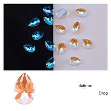 1pc Electroplated Rainbow Ab Color Nail Art Flat Back Asymmetrical Rhinestone, 50pcs/Pack - Light AB5.5*8 Water Droplets - View 3