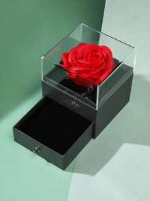 1入組多色時尚人工玫瑰花禮盒,適用於情人節、情侶和珠寶包裝 - 粉色 - 查看 10