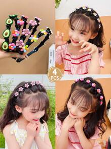 4入組女孩子甜美可愛的多彩編織髮帶 - 彩色 - 查看 1