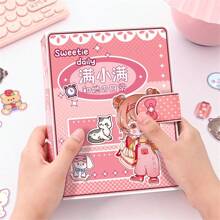 1pc One-Size-Fits-All Pink Paper Toy Book With Dolls For Daily Life, Diy Craft Material, No Cut, Diy Scrapbook