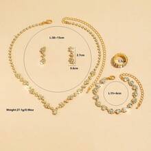 4入組流蘇水晶時尚多用途項鍊、手鍊、耳環和戒指套裝,適用於女性 - 水晶四件套 - 查看 3