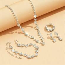 4入組流蘇水晶時尚多用途項鍊、手鍊、耳環和戒指套裝,適用於女性 - 水晶四件套 - 查看 5