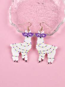 1 Pair Carnival Three-Colored Alpaca Patchwork Earrings - Multicolor - View 1