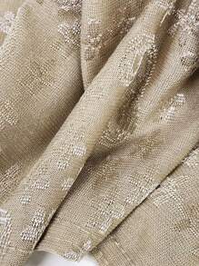 1pc Women's Khaki Soft Scarf With Dark Flower And Geometric Pattern For Daily Commute Outfit - Khaki - View 7