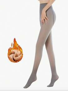 Medias térmicas, suaves y cómodas contra el frío, efecto piel, efecto medias, malla peluda - Gris - Ver 1