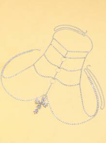 1入組女士新款鉆石十字胸鏈,夜店性感比基尼身鏈,西式風格