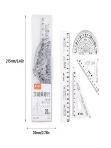 1pc 20cm Pp Plastic Boxed Ruler With Wave Pattern And Arithmetic Symbols(A+ Premium Product),Rulers - Clear - View 2