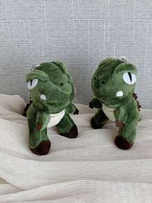 1入組3d恐龍卡通動物毛絨玩具鑰匙扣娃娃掛飾,適用於書包背包裝飾 - 軍綠色 - 查看 5