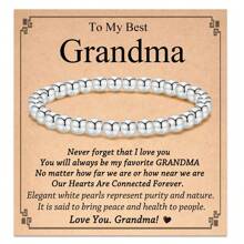 1 件串珠球手链，适合女士，送给妈妈、婆婆、阿姨、奶奶、娜娜、咪咪、吉吉的生日、圣诞节、母亲节、婚礼、日常佩戴的礼物 - 銀色 - 查看 17