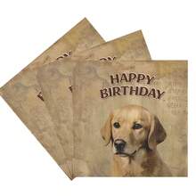 20片/袋復古狗主題正方形面紙,印有生日快樂狗印花。非常適合主題派對裝飾和生日派對裝飾 - 棕色 - 查看 5